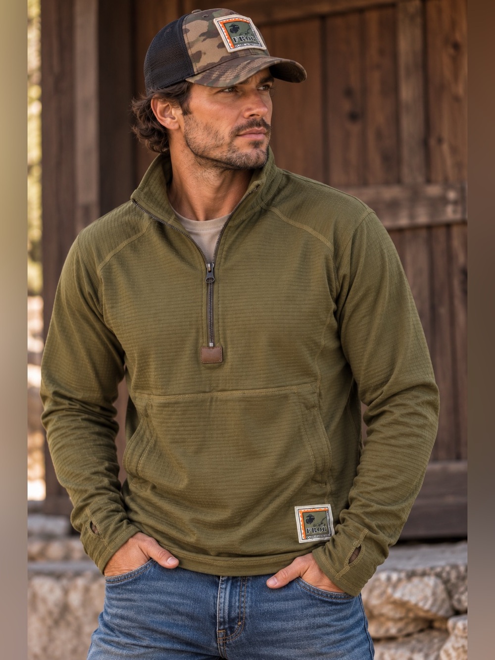 USMC FROG Peckham flame resistant grid fleece 1/4 zip pullover Medium